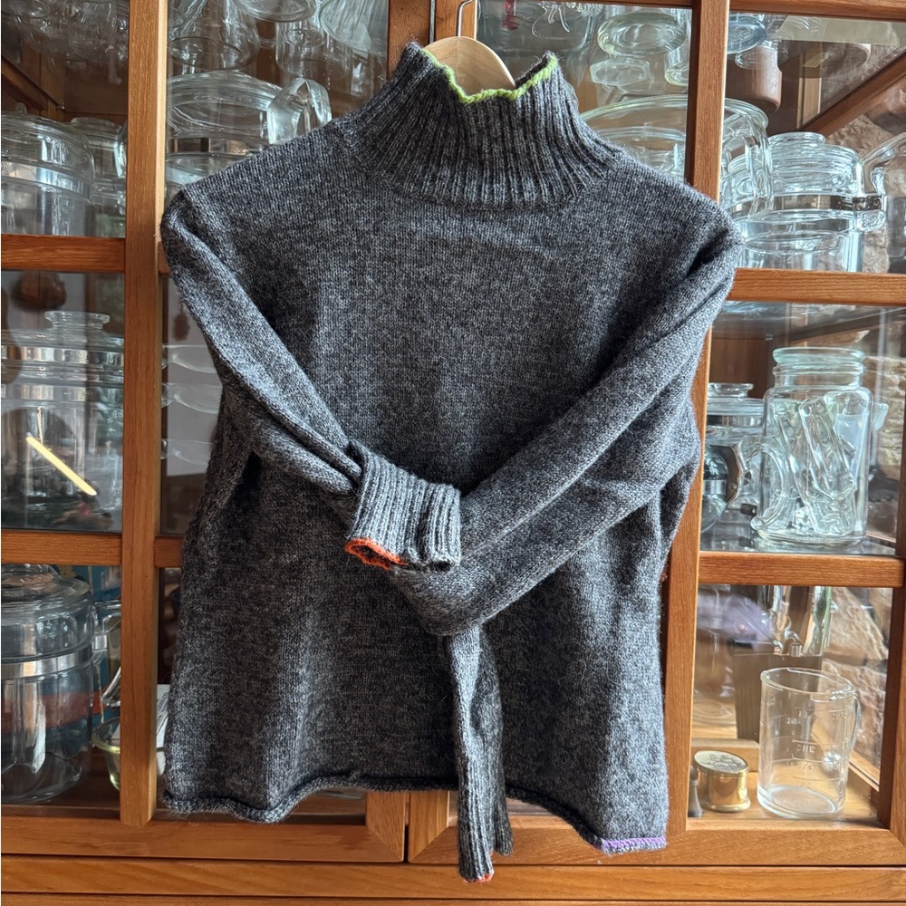 Gray Merino Wool Alpaca Turtleneck Sweater S